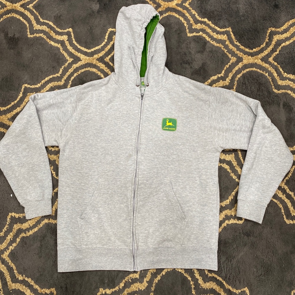 SOLD ON EBAY @lovedotson John Deere Mens Hooded Full Zip Sweatshirt Grey Gray
